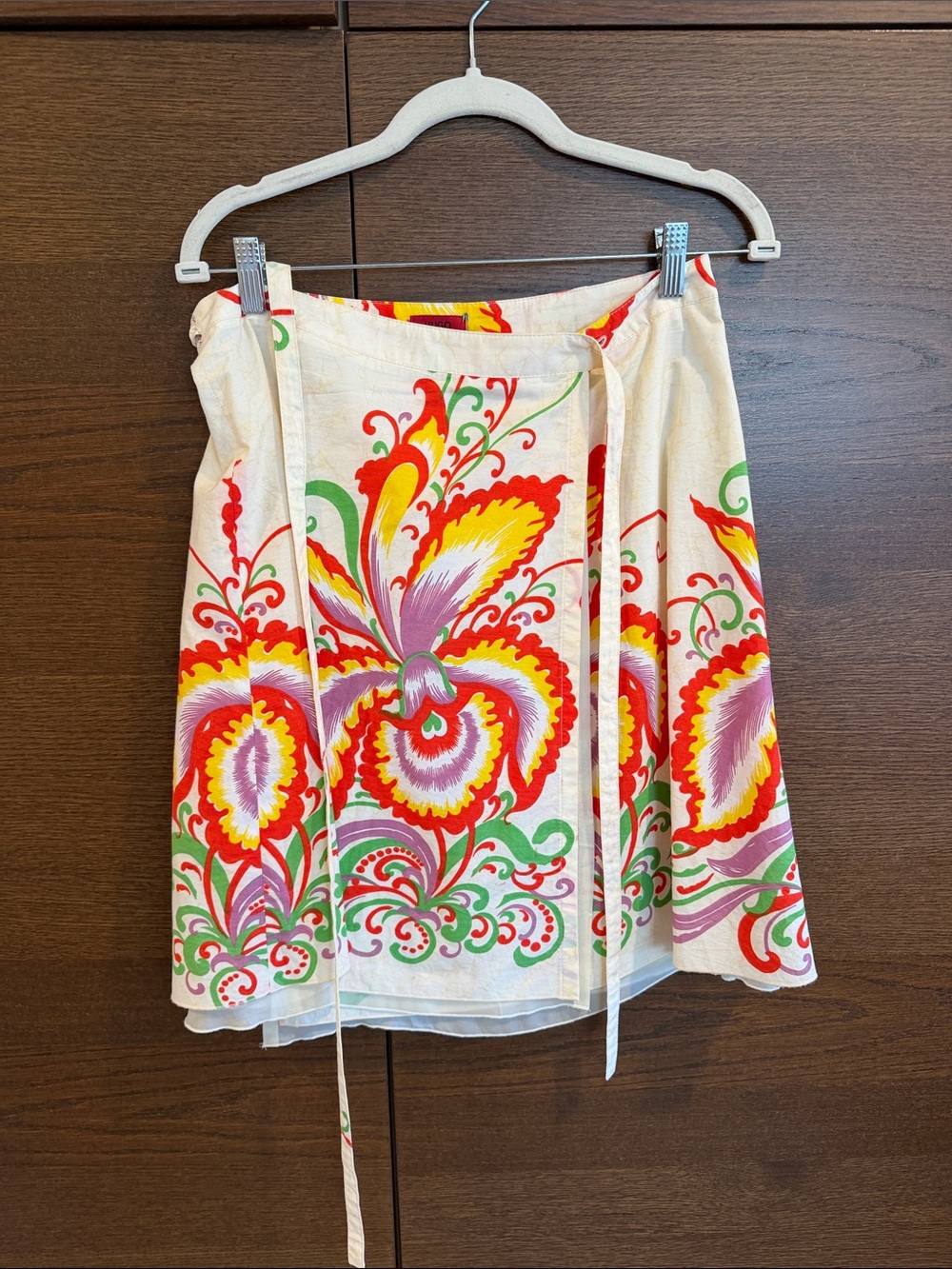 Hugo Boss Cream Wrap Skirt with Bright Floral Print
